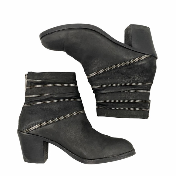 EILEEN FISHER Edgy Zip-Around Gunmetal Leather Boots - Picture 13 of 13